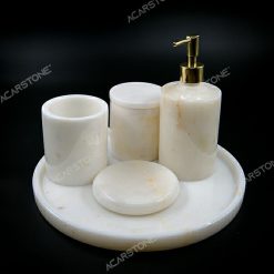 Banyo Takım Seti Beşli Beyaz Mermer