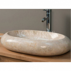 Elips Kalın Kenarlı Bej Lavabo