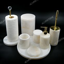 Bathroom Set Eight White Marble