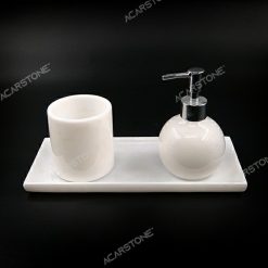 Triple Bathroom Set White Marble