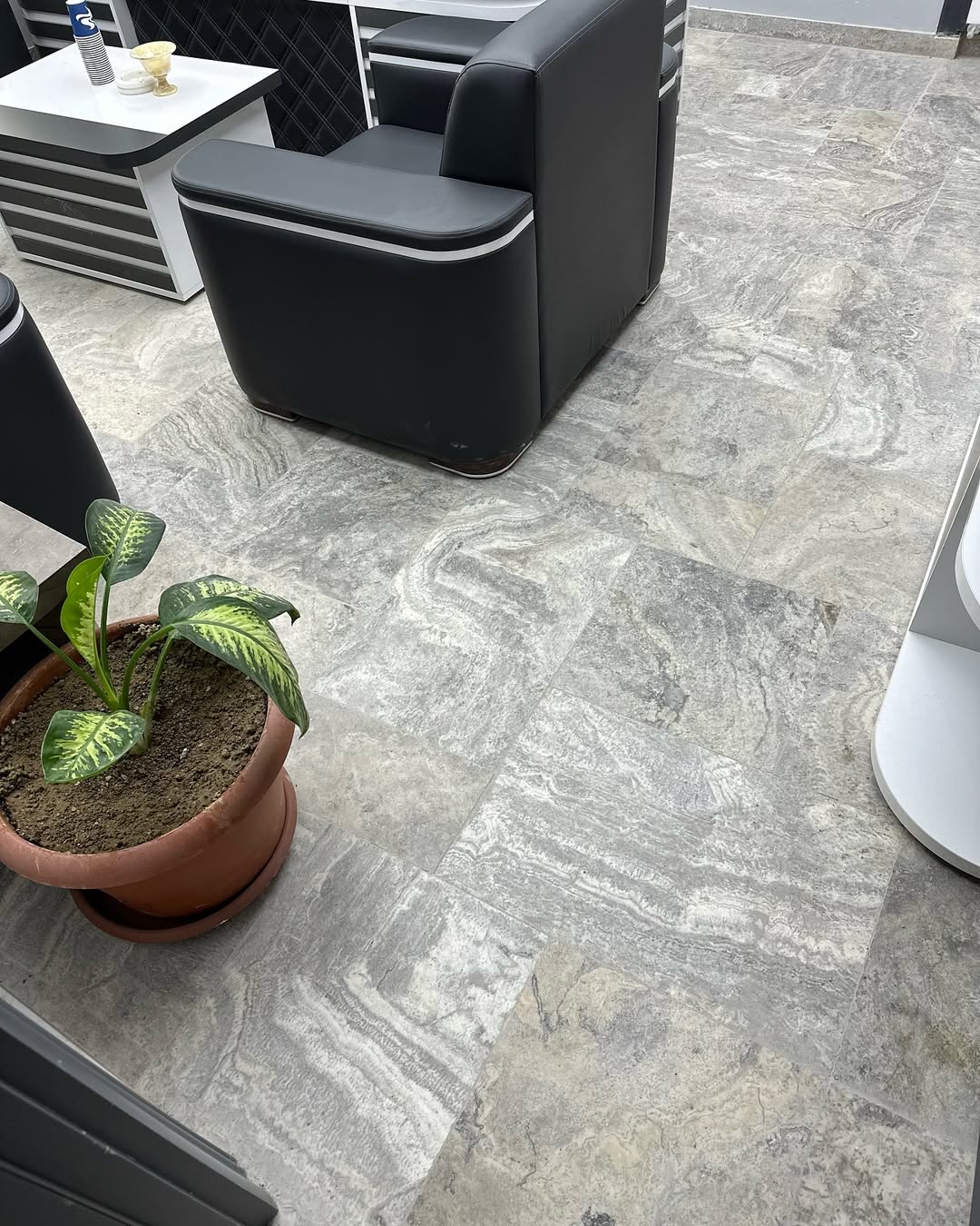 Stunning High Quality Travertine Flooring In Scandinavian image